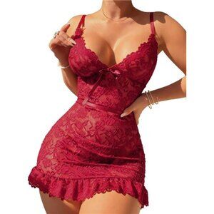 Sexy Lingerie for Women Black Lingerie Babydoll Dress Lace Nightgown Intimate